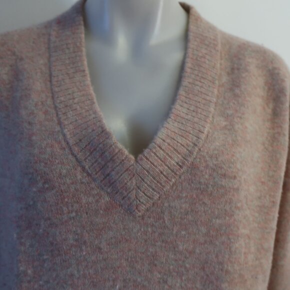 Womens 27 Miles Pink, Multi-Color 100% Cashmere V-Neck Sweater S - Picture 7 of 11